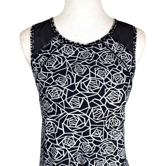 Lululemon Sculpt Tank Black & White Flower Posey Print UPF Lycra Workout Top - Picture 7 of 12